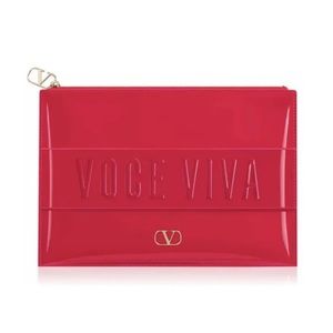 NEW Valentino Voce Viva Large Flat Shiny Patent Leather Trousse Pouch Clutch Bag